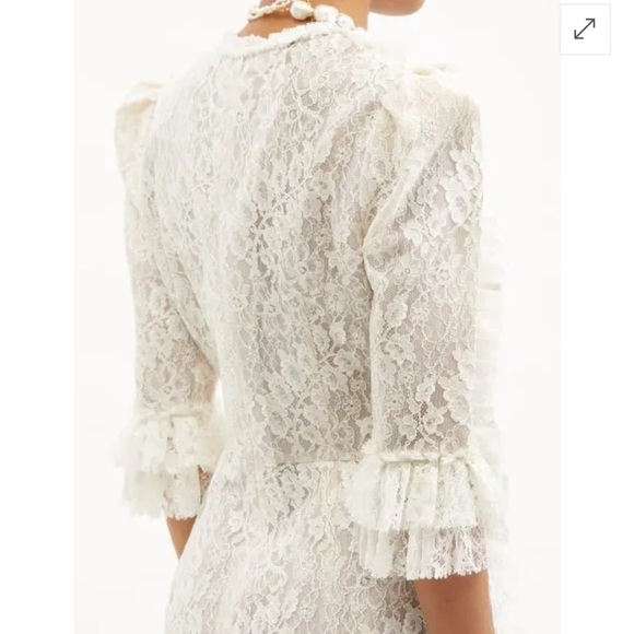 NWT THE VAMPIRE'S WIFE Anastasia Ruffled Leavers-Lace Mini Dress in Ivory - Picture 5 of 11